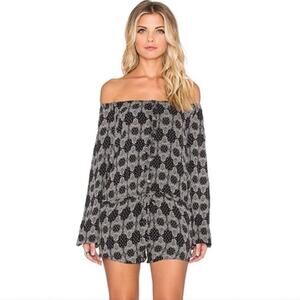 LoveShackFancy Bandana Midnight 100% Silk Playsuit Romper 0 XS